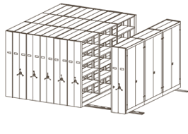 Rayonnage amenagement stockage : SchÃ©ma archivage mobile