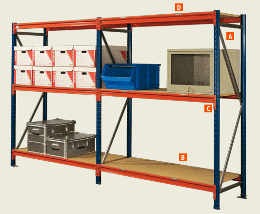 Rayonnage amenagement stockage : Vue composition stockage mi-lourd